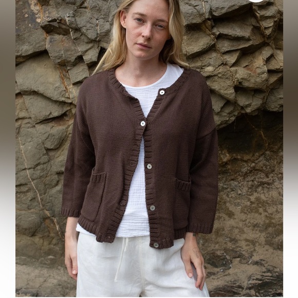 Honest cotton Louisa cotton cardigan Brown Knit Sweater - OS - Picture 9 of 9